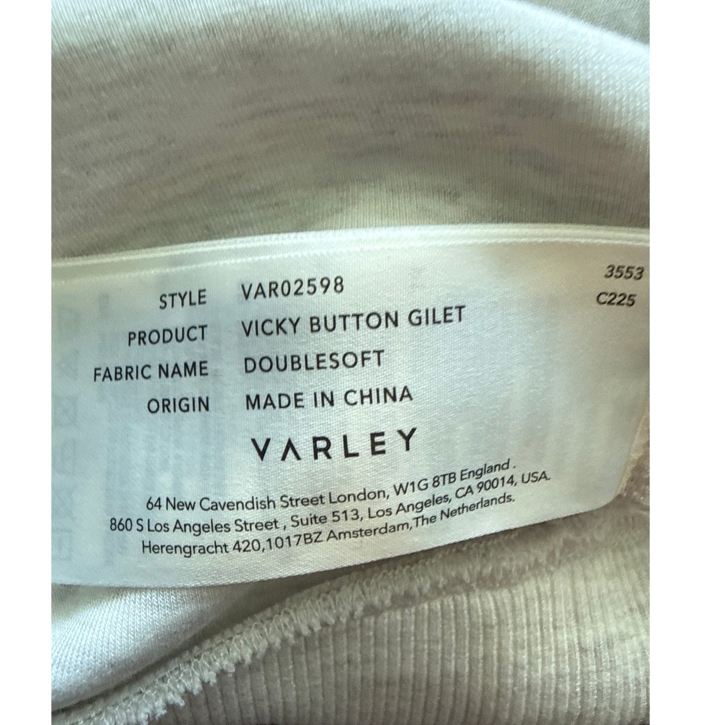 Varley Doublesoft Vicky Button Gilet Ivory/Marl Size XL