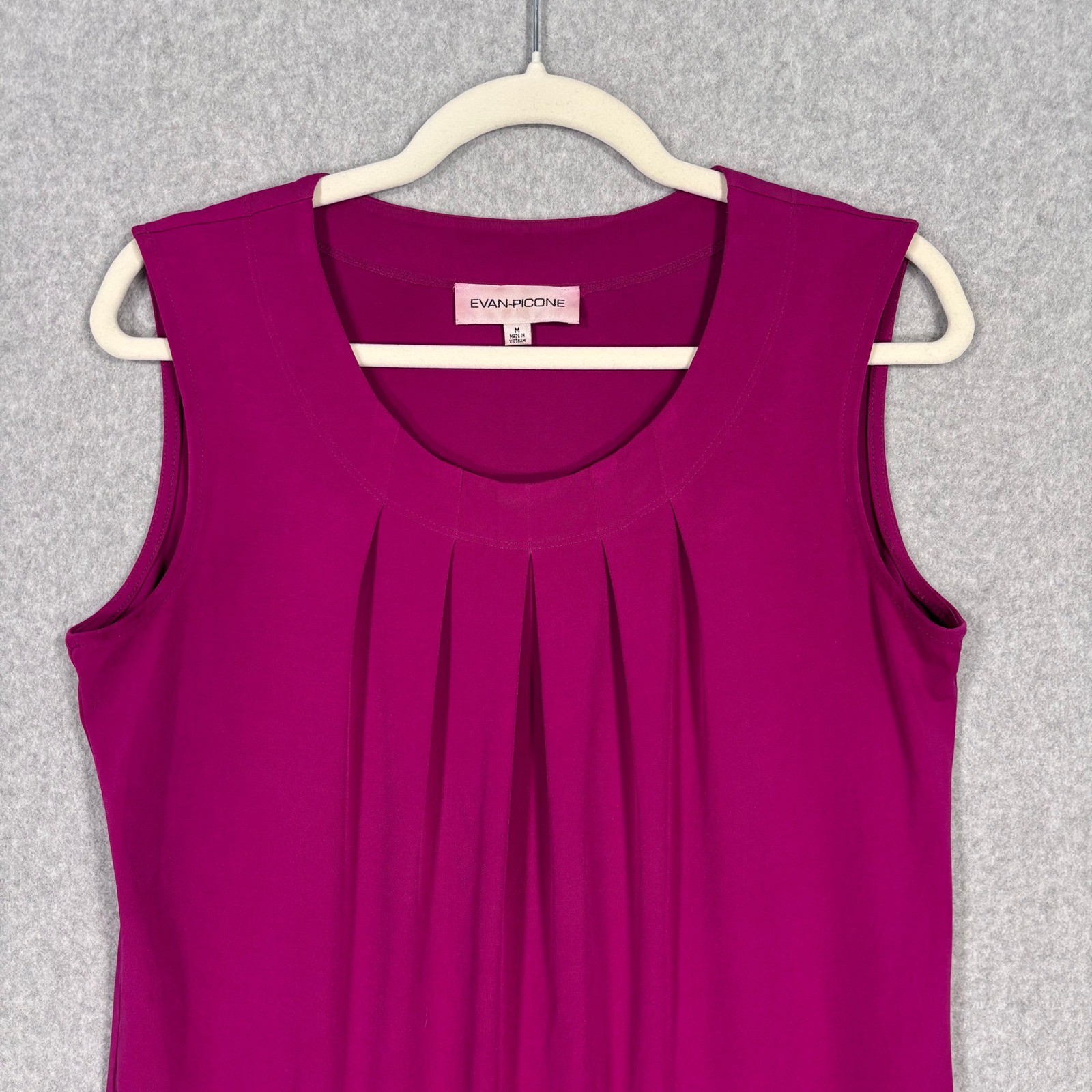 Evan Picone Pleated Liquid Knit Top Medium Magenta Pink Slinky Career Cami Suit
