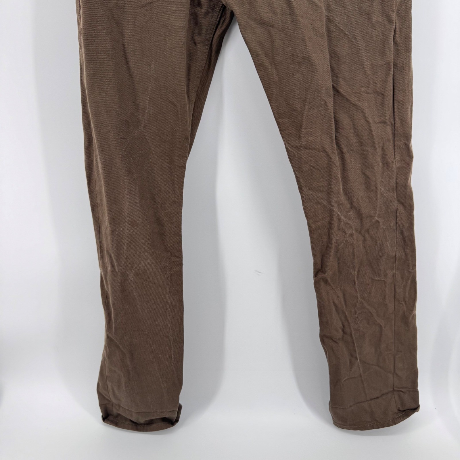 Gustin Slim Fit Pants Mens 35 Brown Cotton Twill Made in USA Button Fly Heritage