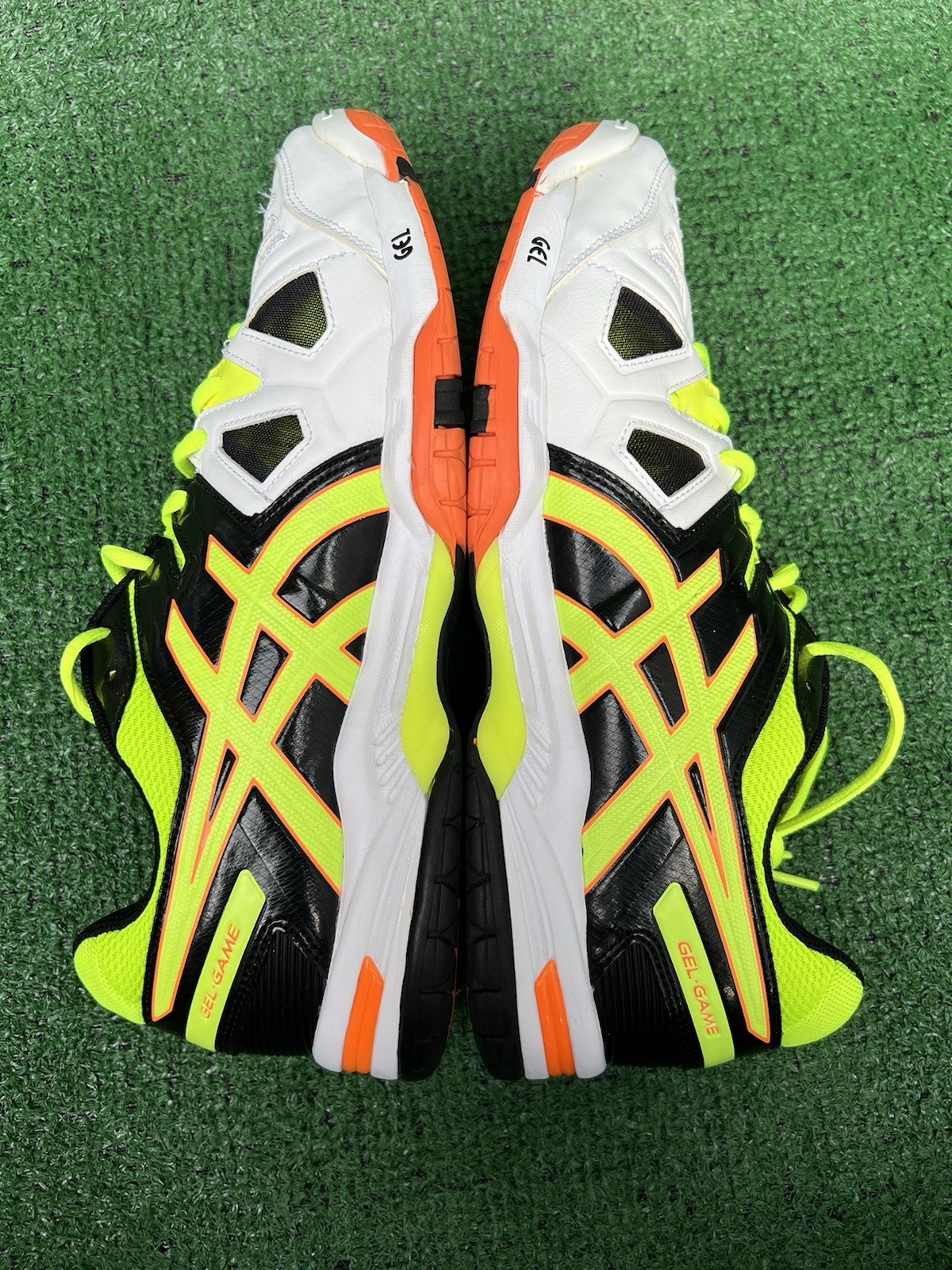 Asics Men’s Gel Game 5 E506Y White Yellow Running Shoes Sneakers Size 9.5 Used