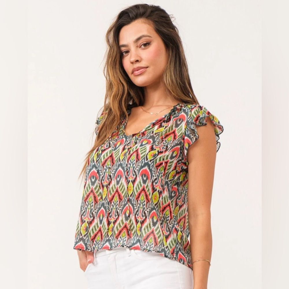 Dear John Ullie Keyhole Top Vivid Tribe Viscose Women’s Size Medium