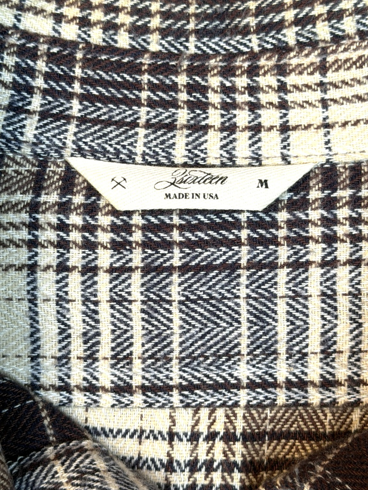 3Sixteen Brown Plaid Flannel Button Down Work Shirt Size M Medium