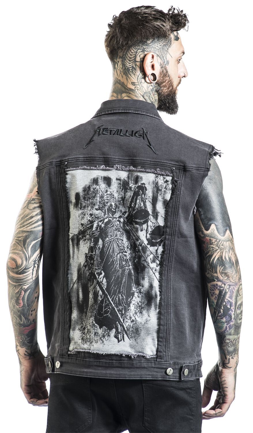 Metallica Vest Jacket Thrash Metal Band Sleeveless Denim Men’s Black Jean Jacket