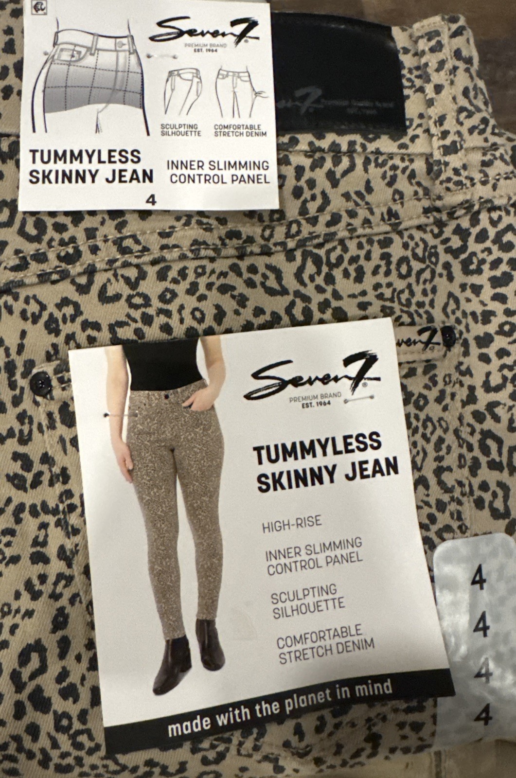 Seven7 Women’s Tummyless High Rise Stretch Skinny Jean, Size 4- Leopard