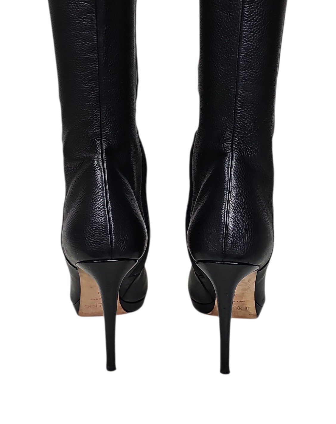 JIMMY CHOO Hoxton 100 Black Textured Leather Tall Boots 39 / 9 US