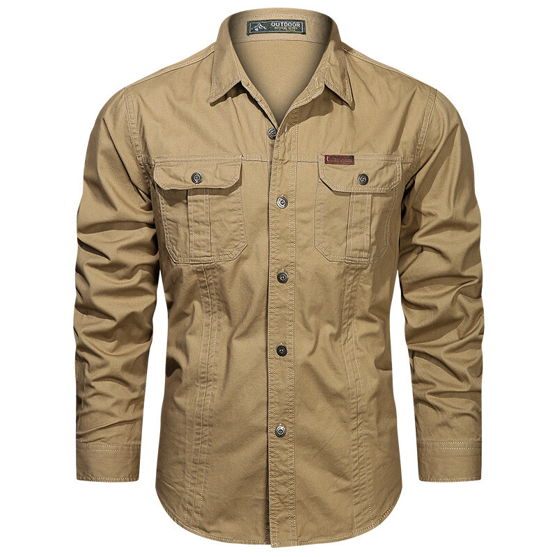 Mens Work Shirts Military Long Sleeves Air Force Army Cotton Casual Shirts Tops