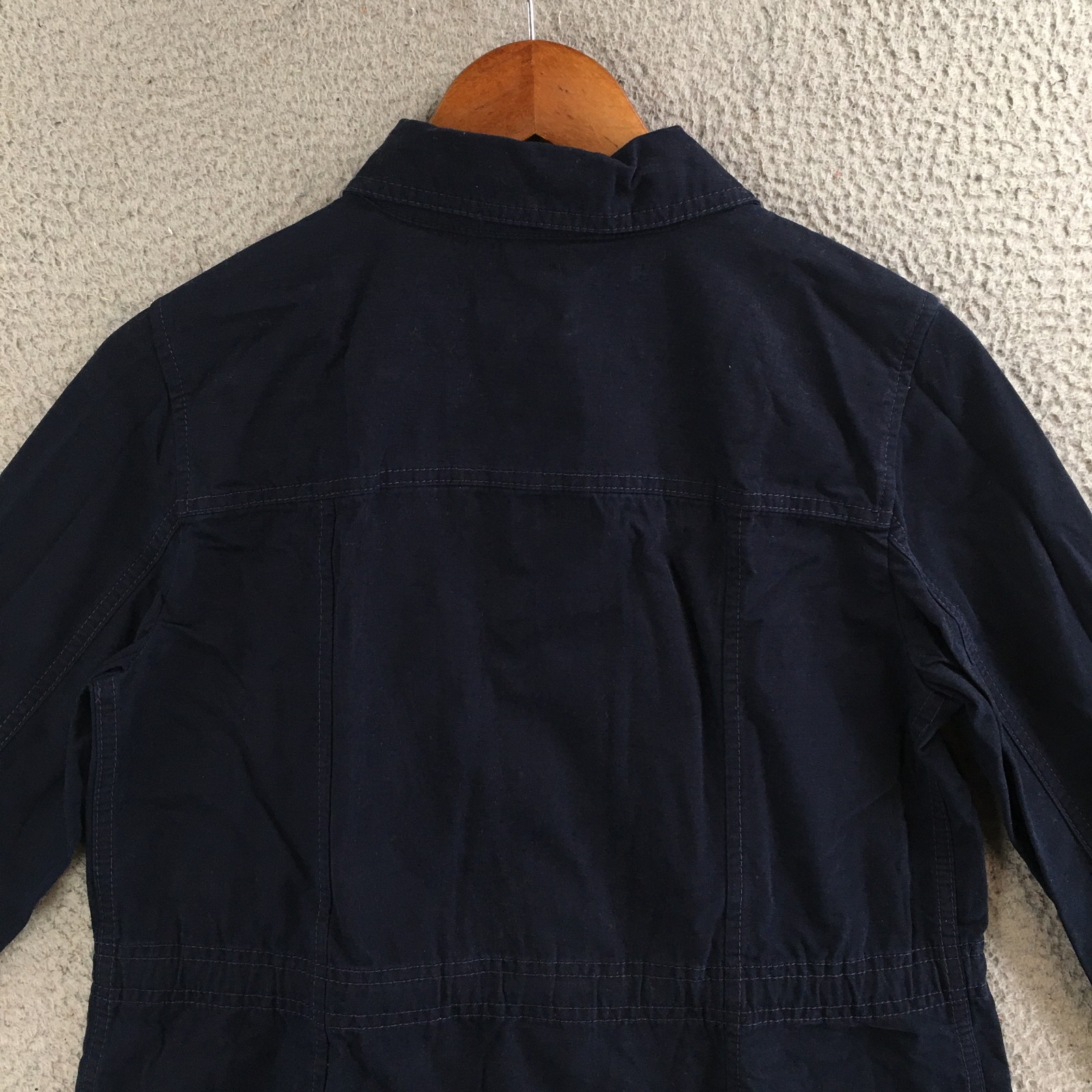 Talbots Safari Utility Jacket Womens XS Long Sleeve Full Zip Collared Denim Blue