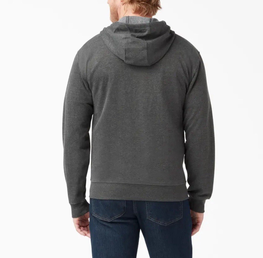 Dickies Midweight Fleece Full Zip Hoodie Sweatshirt TW291 Dark Heather Gray Sz L
