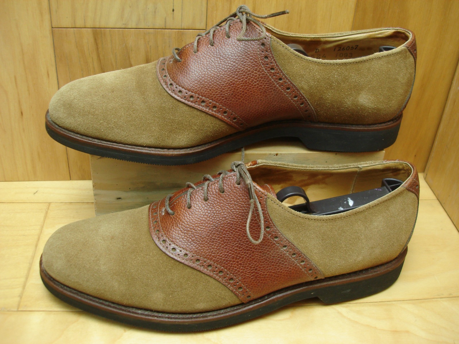 Men’s 8.5 D COLE HAAN Brown Suede Leather Saddle Oxford Shoes US MADE Vibram