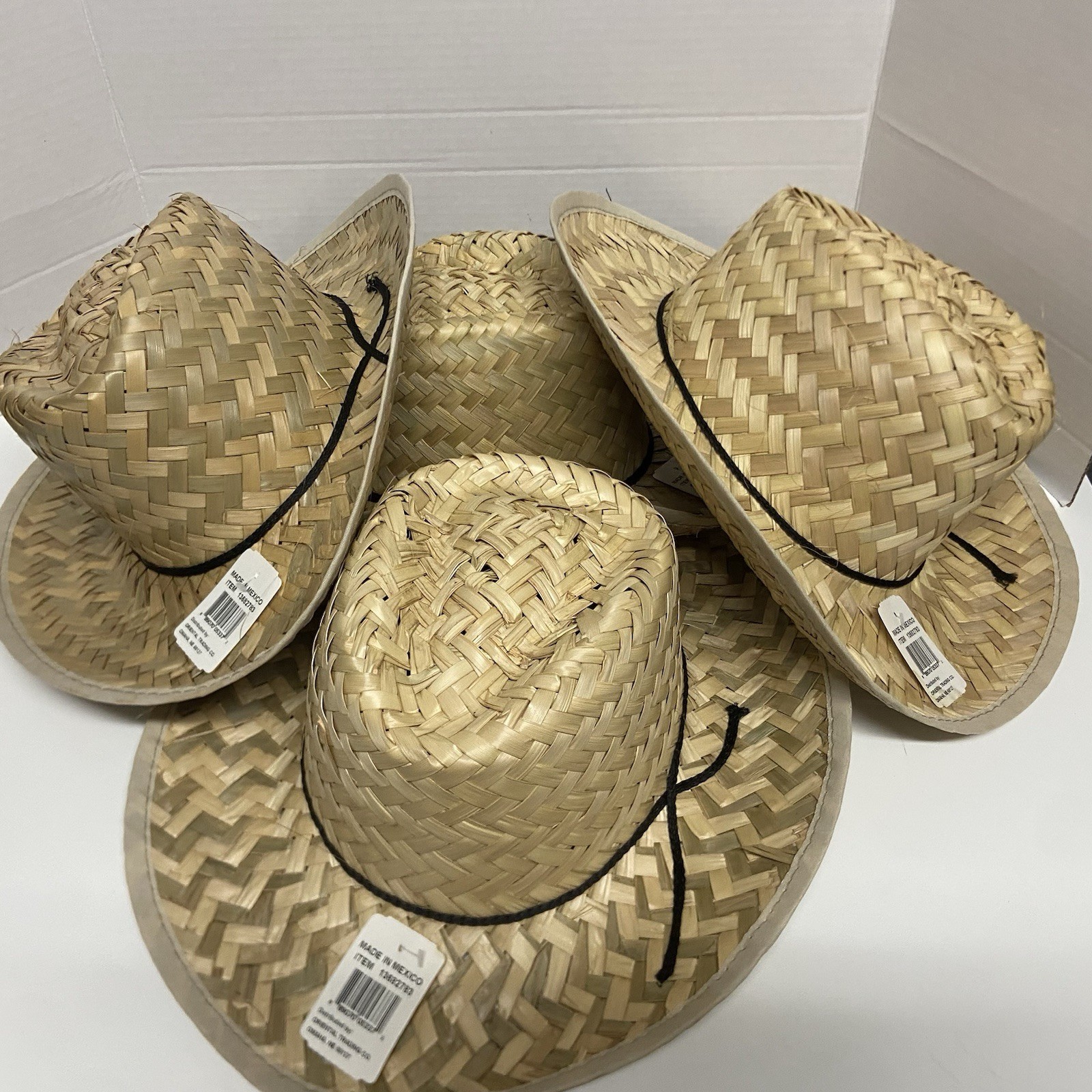 (4) Straw Hat Made In Mexico Outdoor Beach Party Wide Brim Safari Garden Rancher