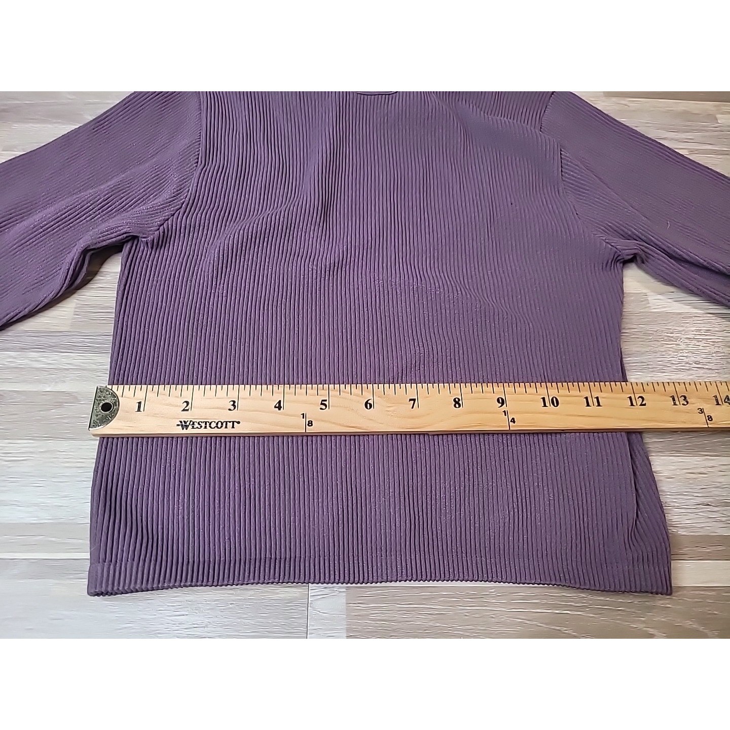 Zara Women’s Size Large Long Sleeve Crop Top Stretch Mauve Scoop Neck Ribbed