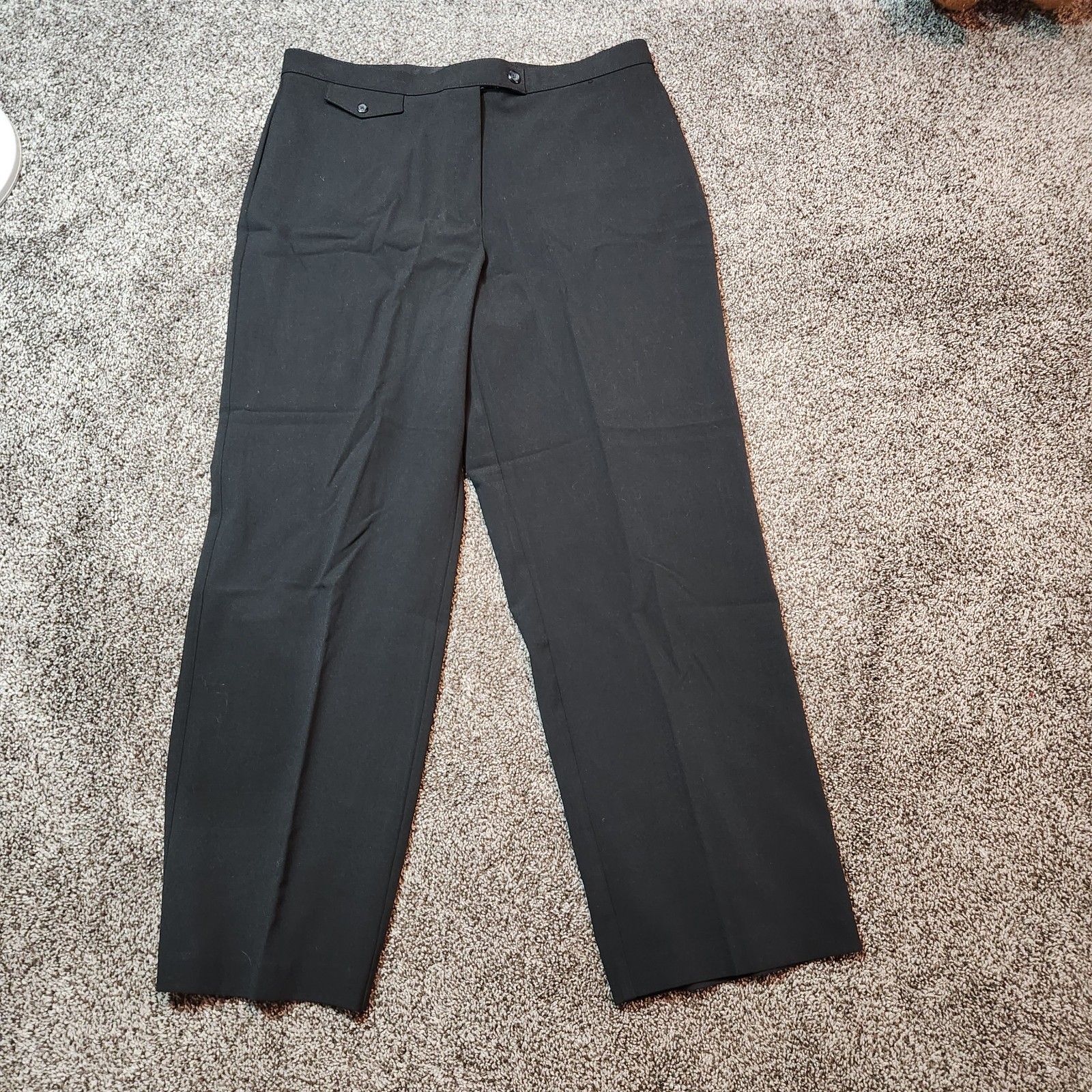 JM Collection Womens Black Flat Front Career Pants Slacks 14S Polyester Rayon Bl