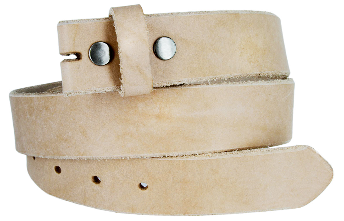 Hand Made In USA Genuine Full Leather Belt Strap Natural – UNISEX Belt Snap on
