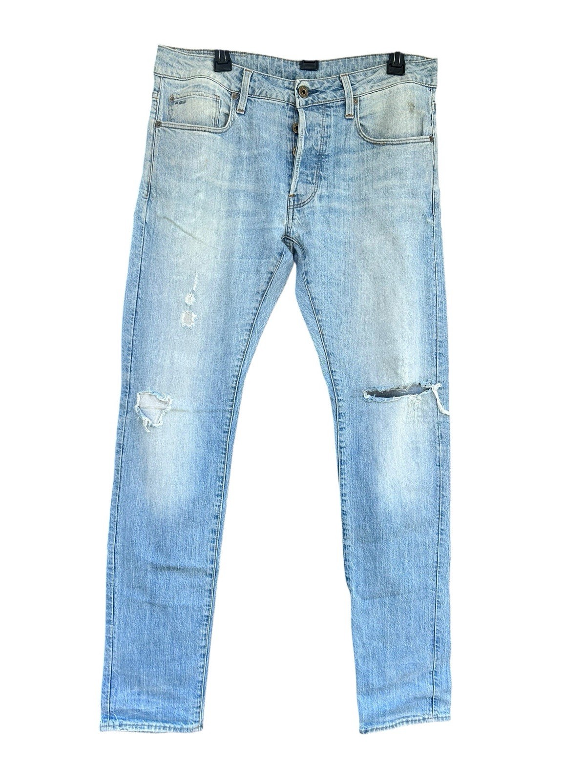 G Star Raw 3301 Slim Jeans Men’s 33×33 Blue Distressed GUC