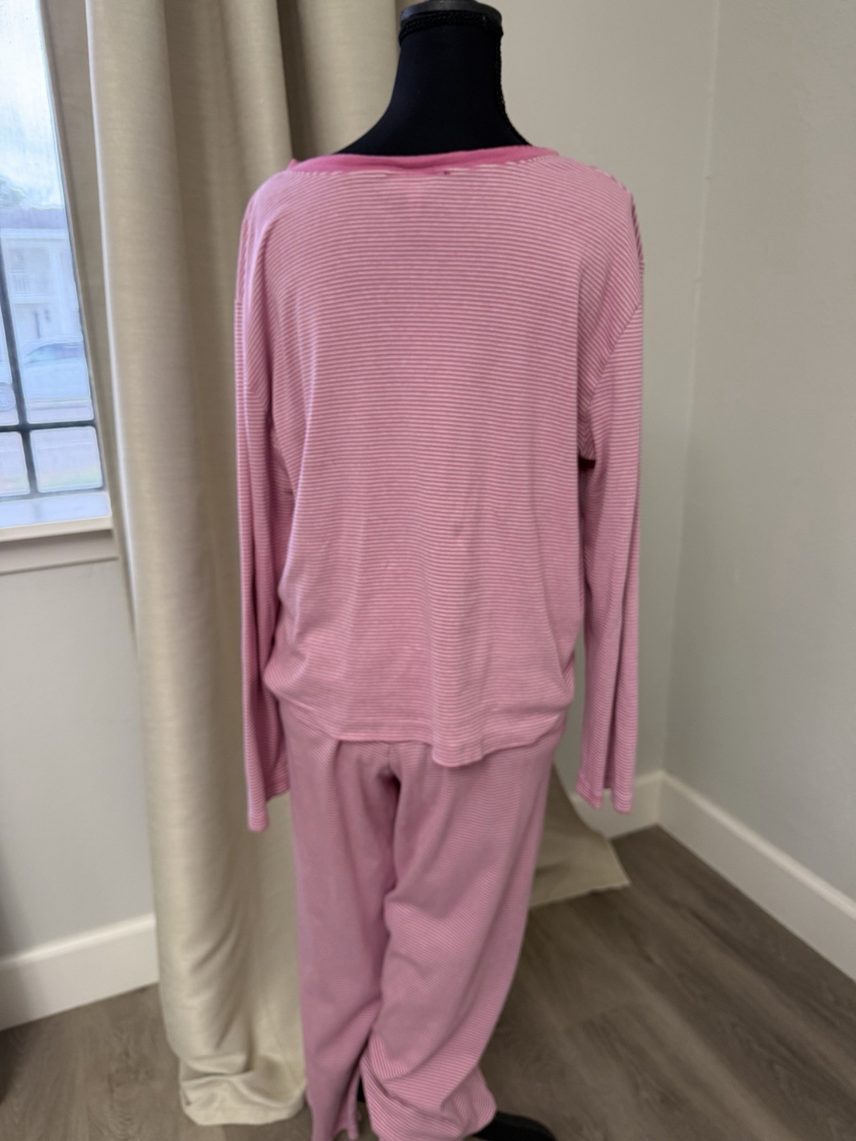 Chaps Women’s Pink Striped Pajama Set Size XL 100% Cotton