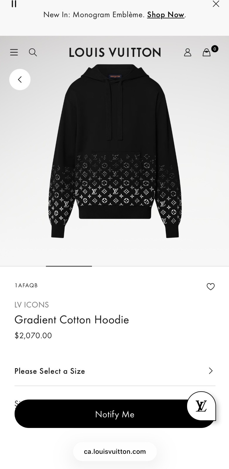 Authentic Louis Vuitton Gradient Cotton Hoodie Monogram RM241Q USO HQN43W Mens M