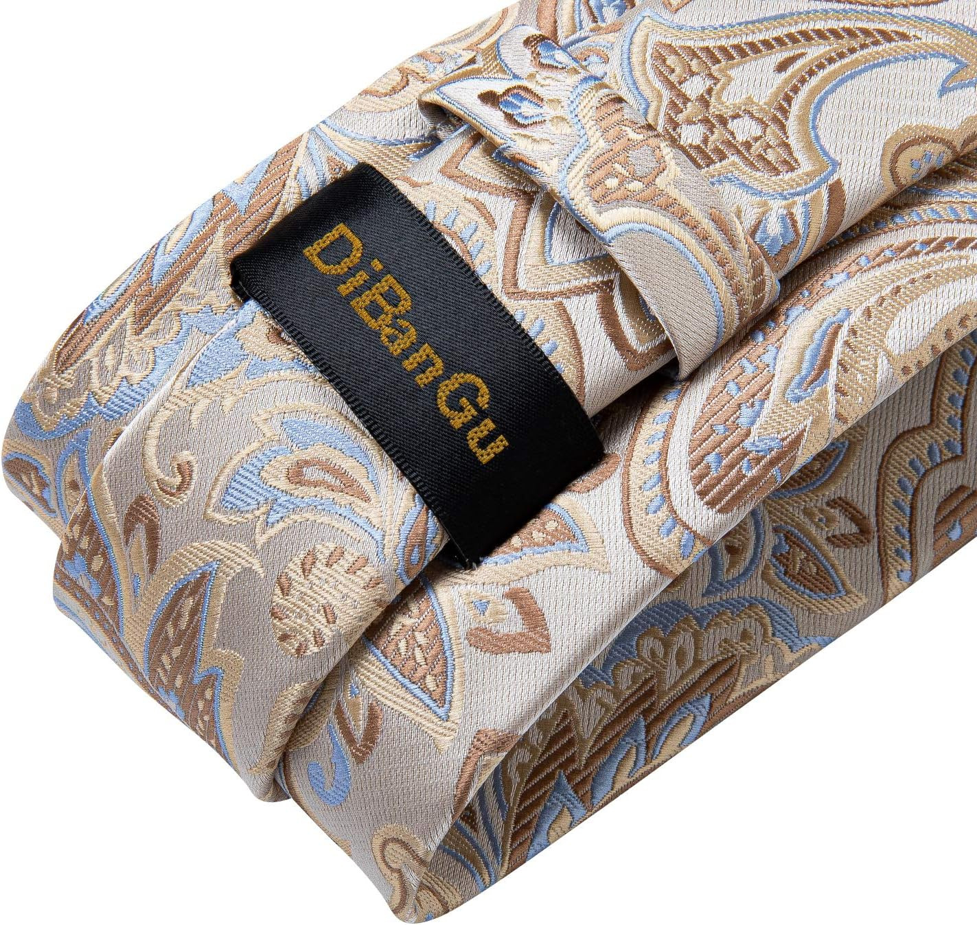 DiBanGu Mens Tie Set Silk Solid Paisley Necktie and Pocket Square Cufflinks C…