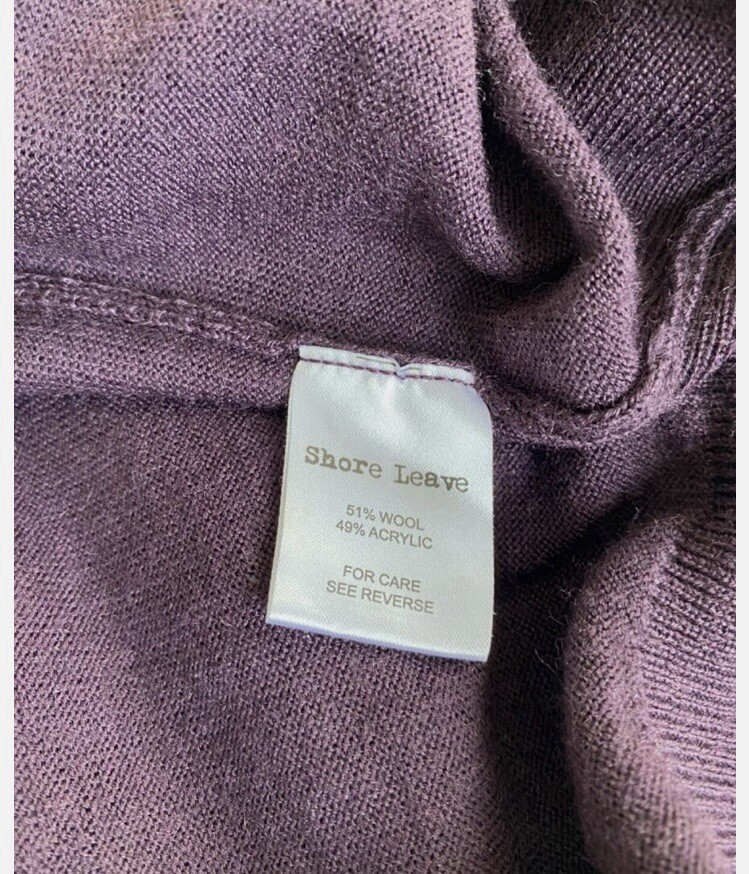 SHORE LEAVE JUMPER SZ LARGE PURPLE WOOL BLEND TURTLE NECK SWEATSHIRT SEE DETAILS