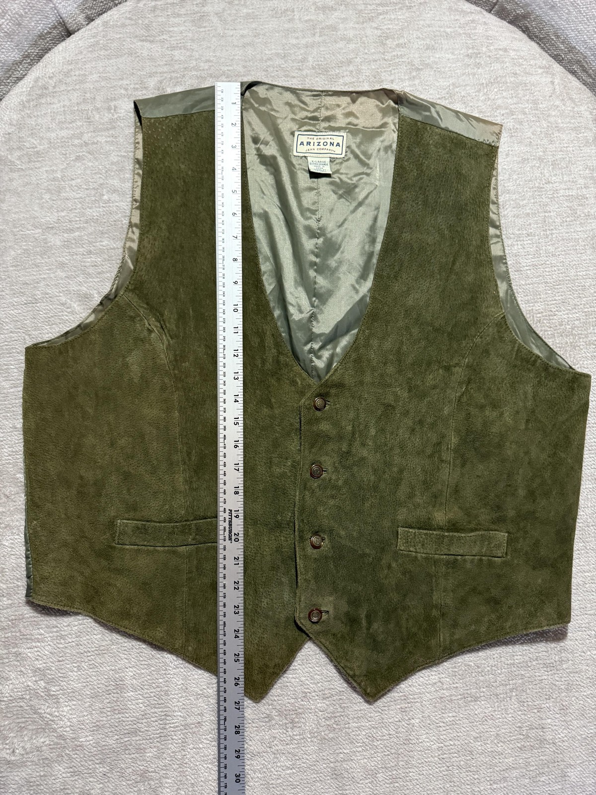 Arizona Jean Company Vest Mens XL Green Suede Dress Waistcoat Western Casual