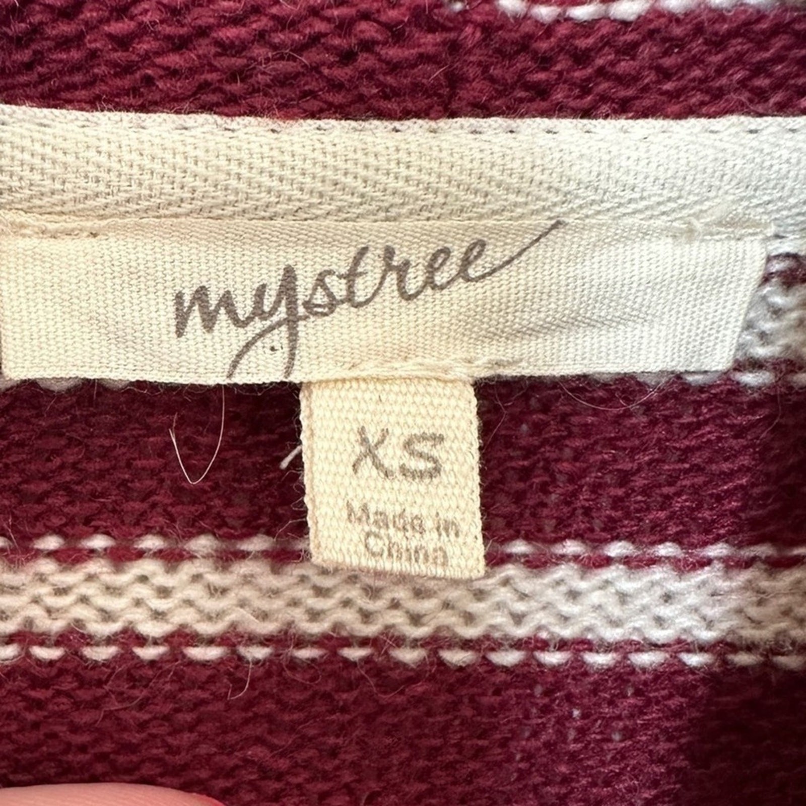 Mystree Red and Gray Cozy Striped Waterfall Open Cardigan – Women’s XSmall