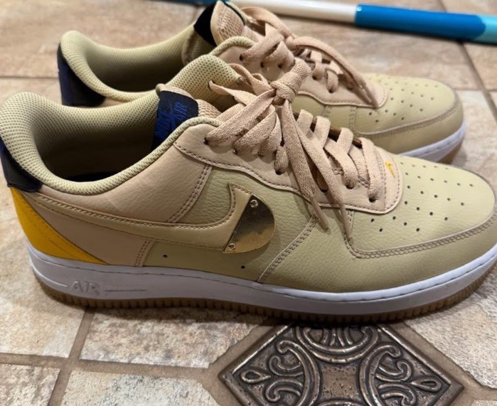 Nike Air Force 1 Men’s Low Top Lace-Up Solid Beige Tan Athletic Sneakers
