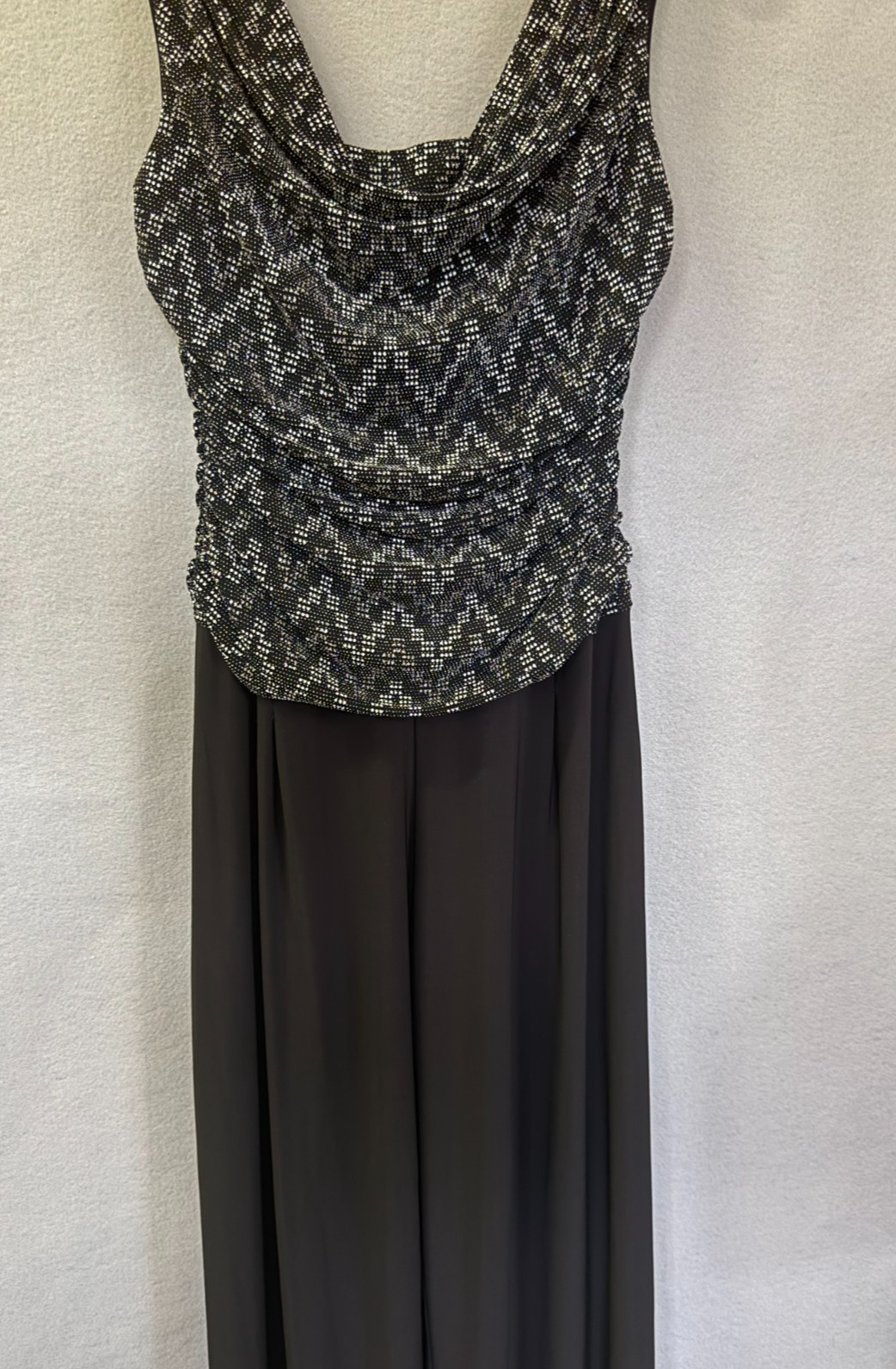 Womens R & M Richards Black Jumpsuit black dressy Size 12 Hand wash