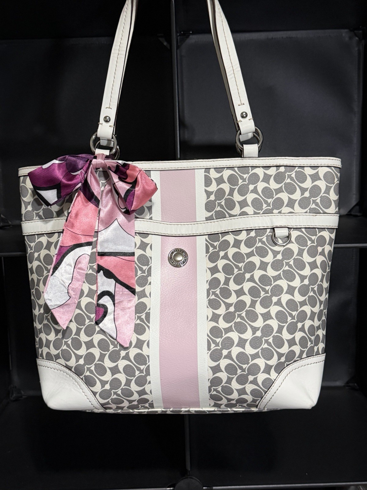Coach Y2K | 2010 Chelsea Heritage Signature Tote Bag With Pink Strip