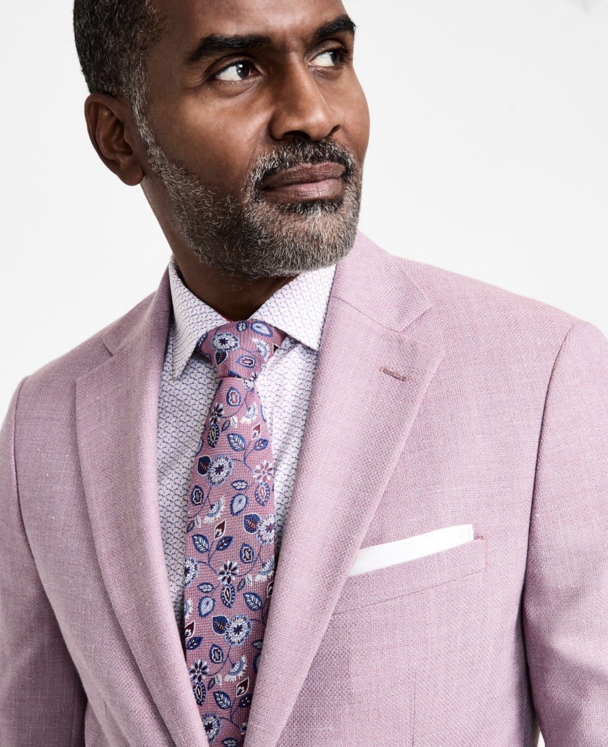 Tallia Men’s Lilac Wool/Linen Slim-Fit Weave Sport Coat Jacket Size 44L