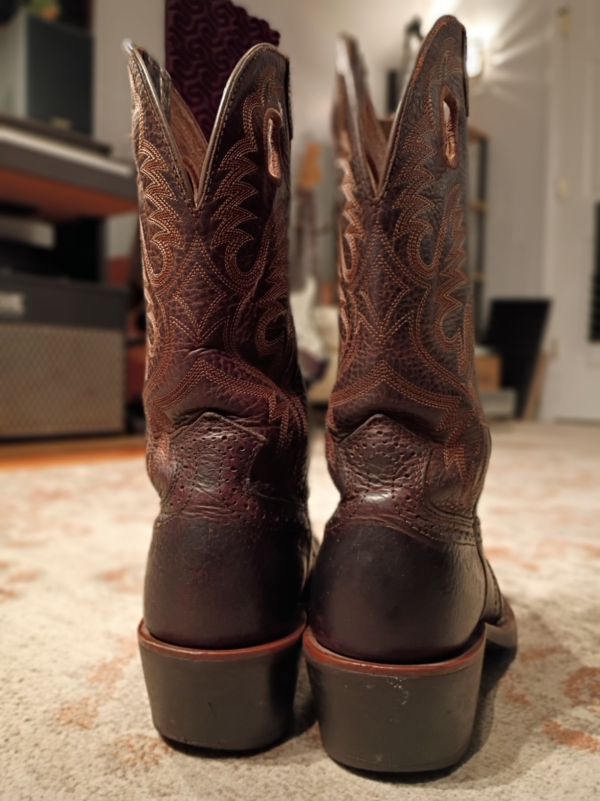ARIAT HERITAGE BROWN BULLHIDE LEATHER SQUARE TOE COWBOY BOOTS 10002227 MENS 8.5D