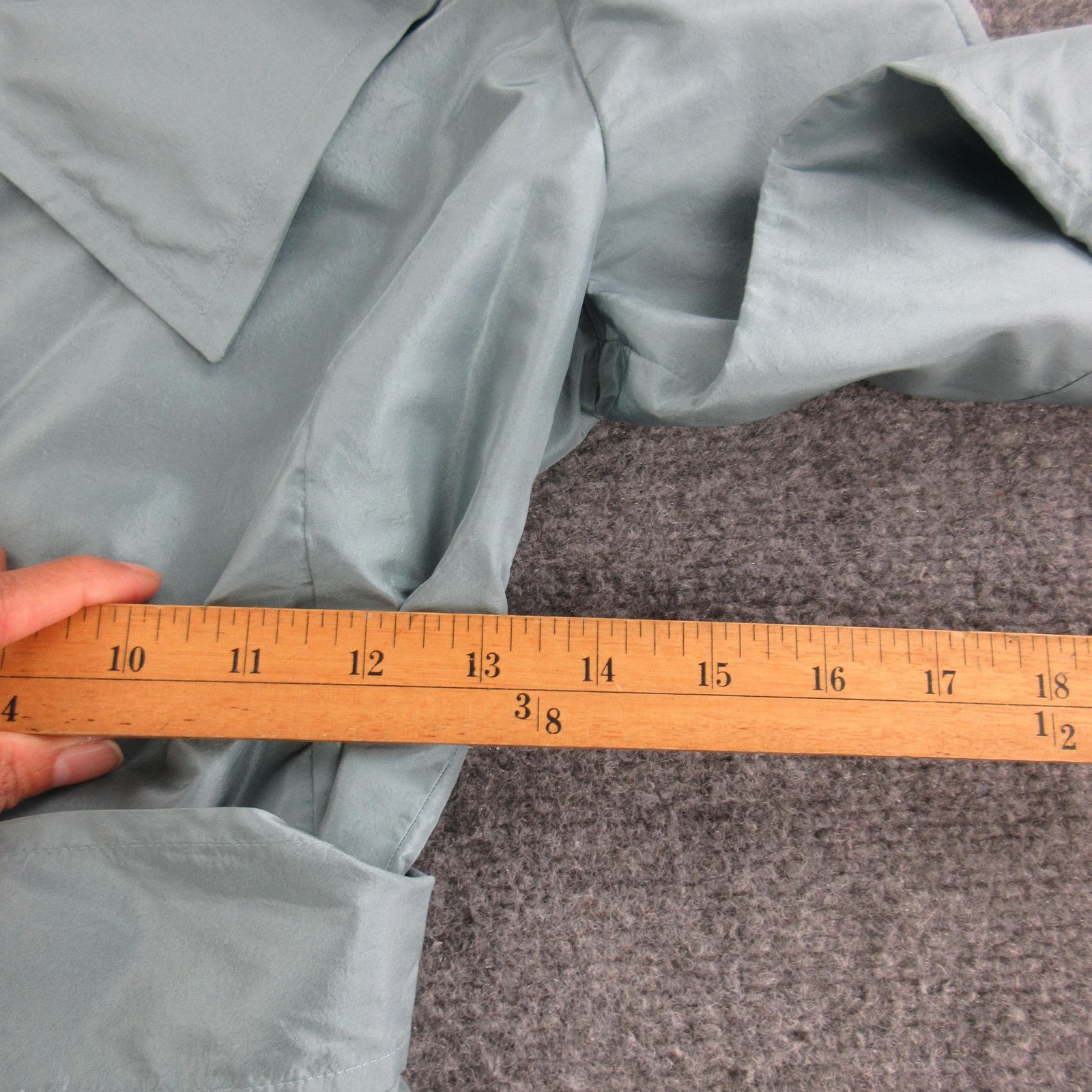 Max Mara Coat Womens 8 Green Silk Taffeta Trench Belted Tie 3/4 Sleeve Italy