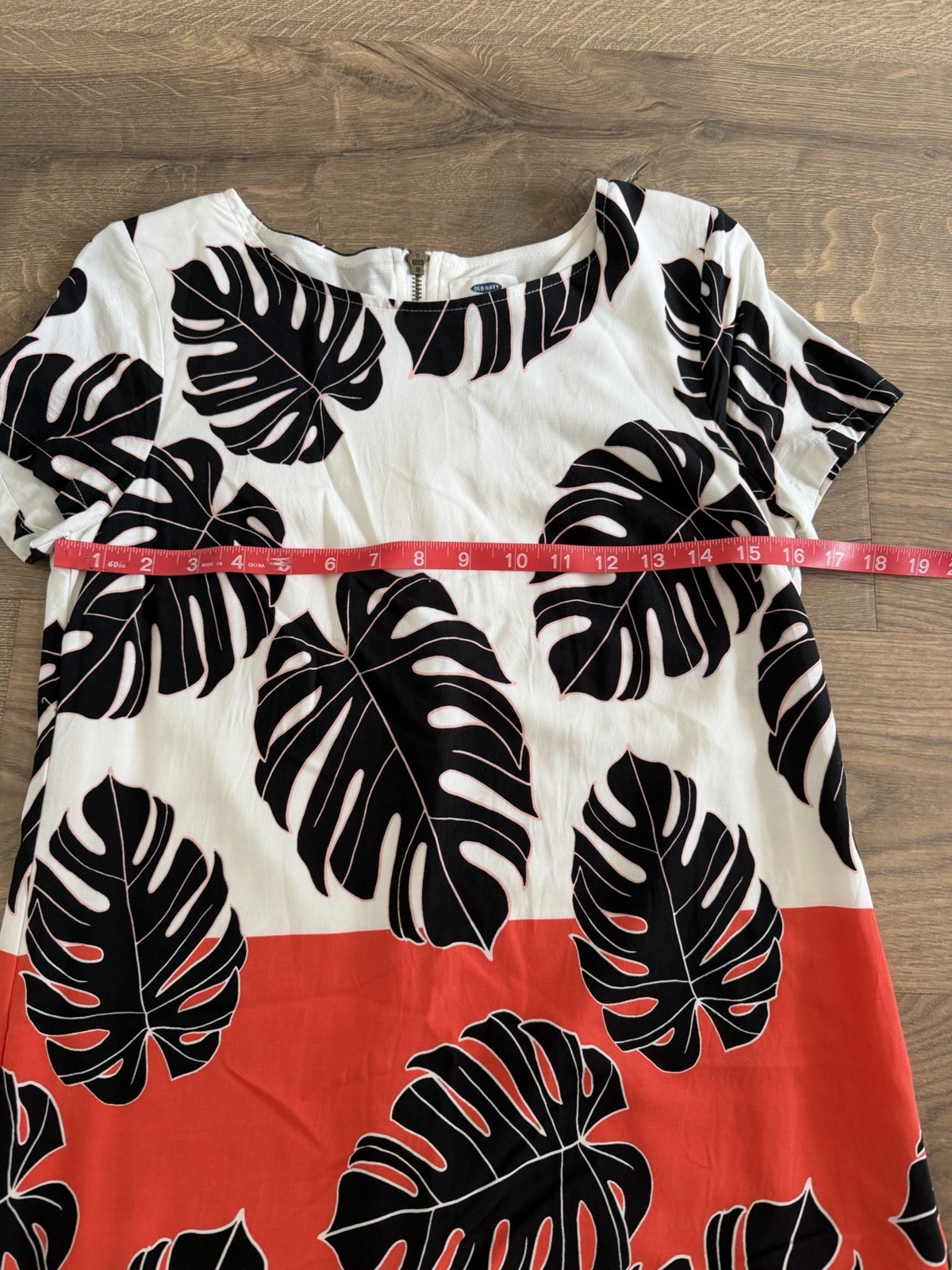 Old Navy Petite S Tropical Floral Shift Dress White Orange Black Lined Back Zip