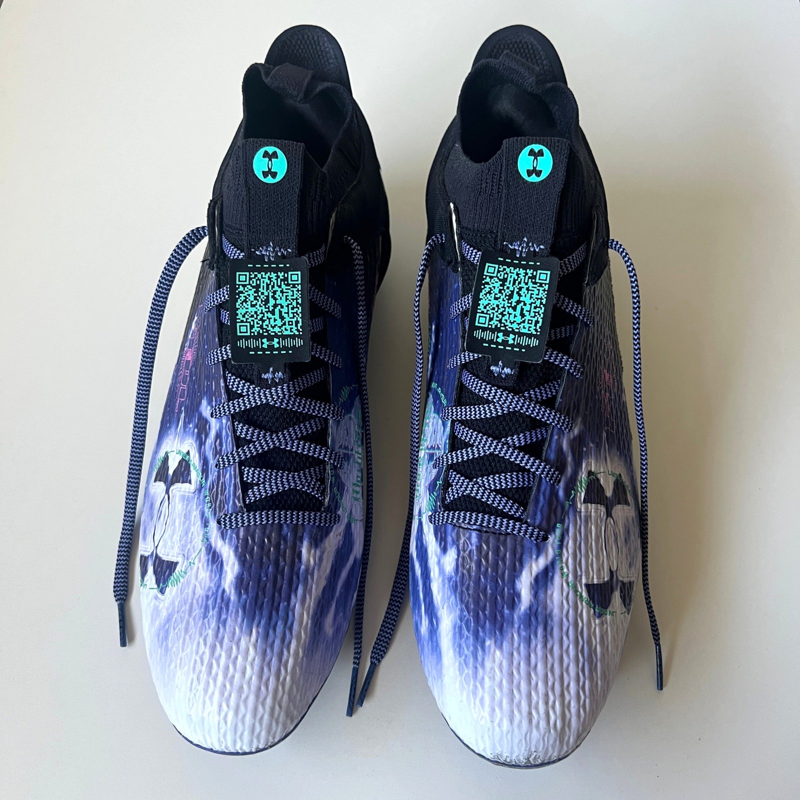 Under Armour Spotlight Clone 3.0 MC Football Cleats Blue Graphic Molded Size 14