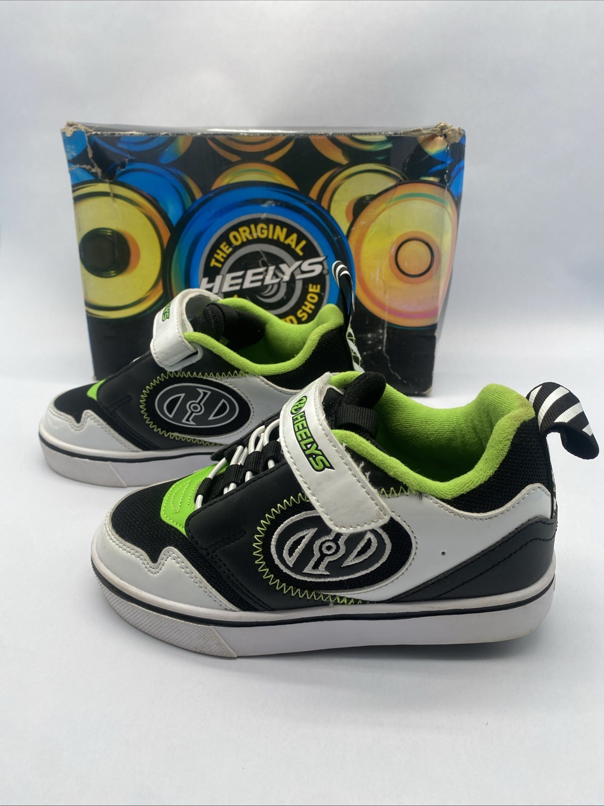 Heelys Kids’ Rocket x2 Shoes Black/White/Charcoal/Neon Green – HE100848K-BKWCNG,