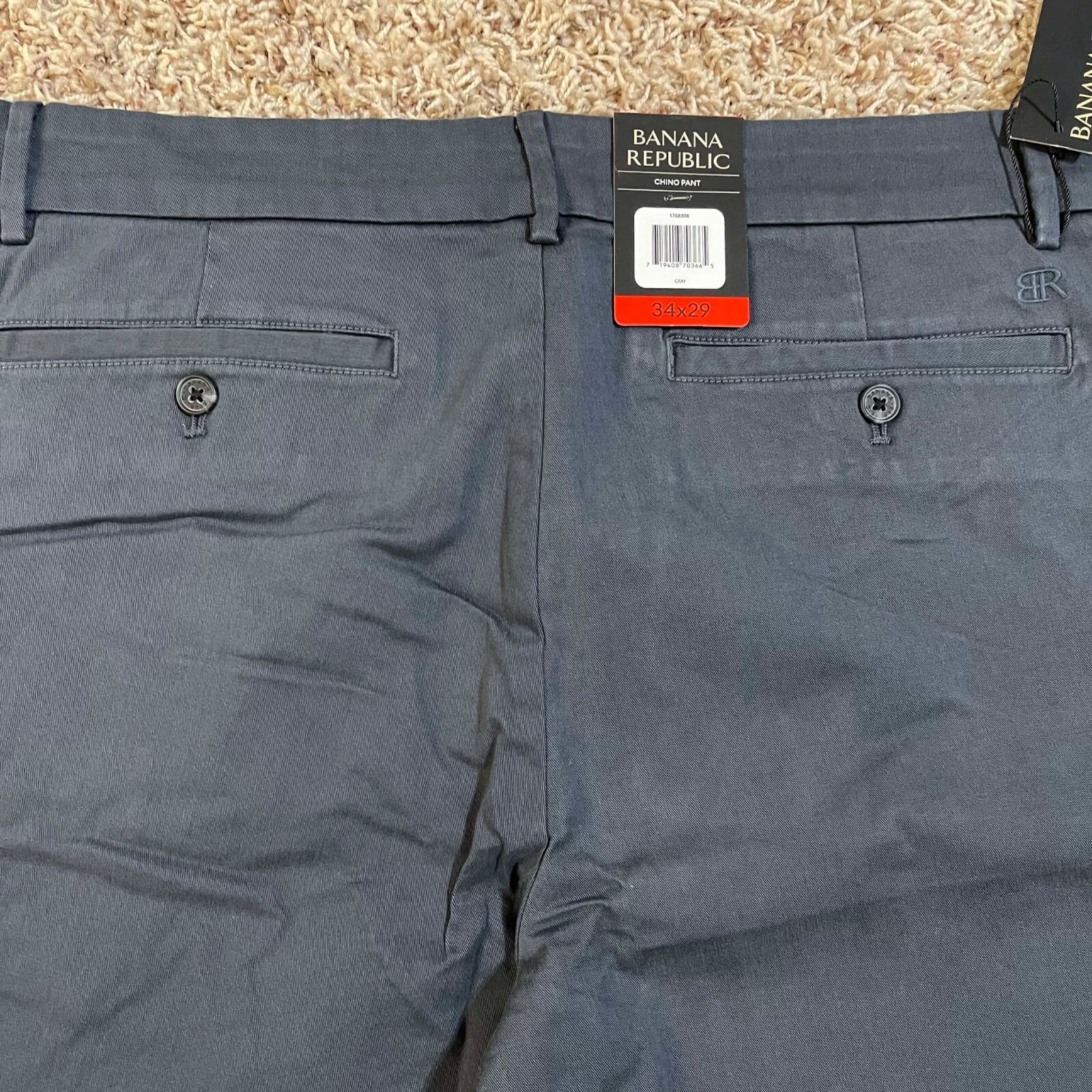 Banana Republic Men’s 5-Pocket Chino Pants Grey, Size 34×29 (New)