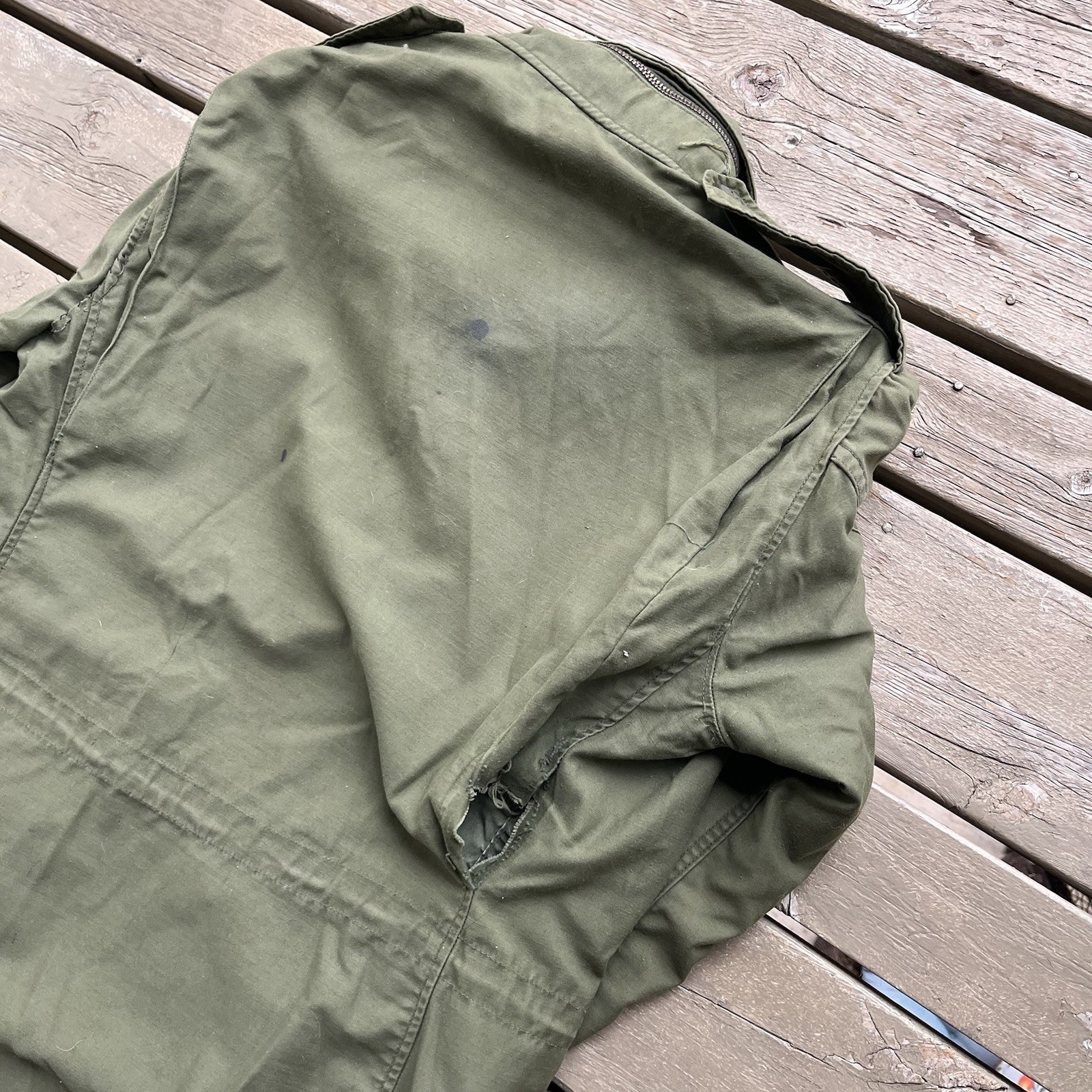 Vintage M-65 Field Jacket Olive Drab Green Military Utility Coat Medium