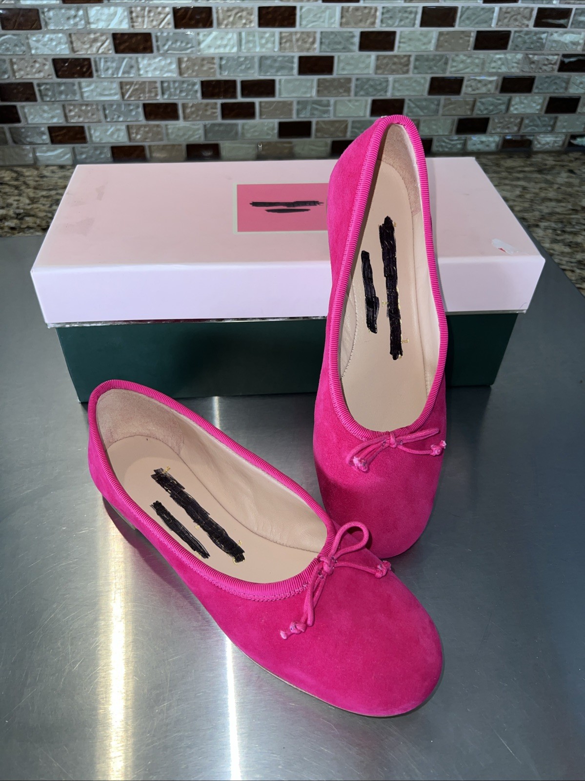 SP10- Kate Spade Honey Dark Magenta Crush Suede Slip On Ballet Flat Sz US 5.5B