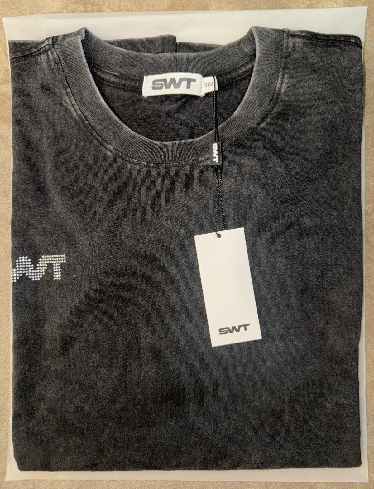 SWT Angel Rhinestone Tee in Charcoal – Size S/M