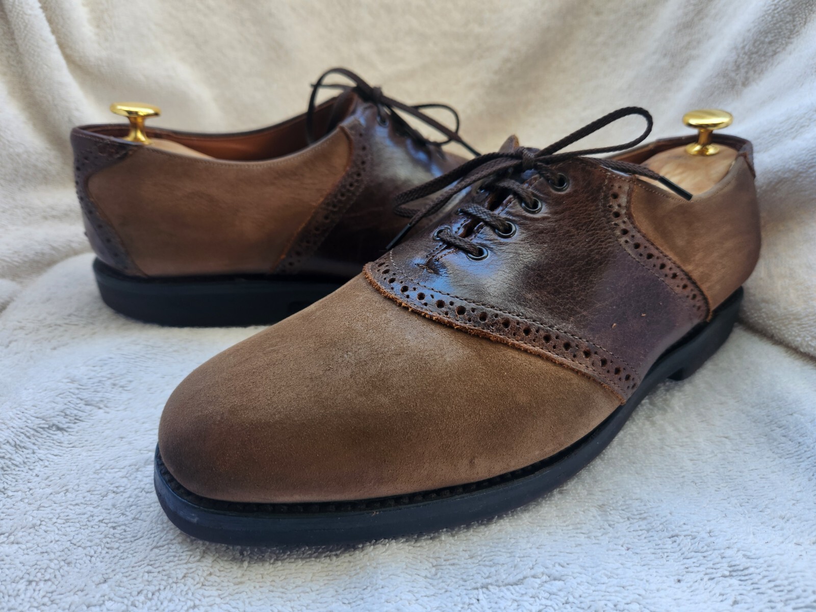 Allen Edmonds Two Tone Size 10 D Brown/Dark Brown Suede Dress Shoes 01350 Men