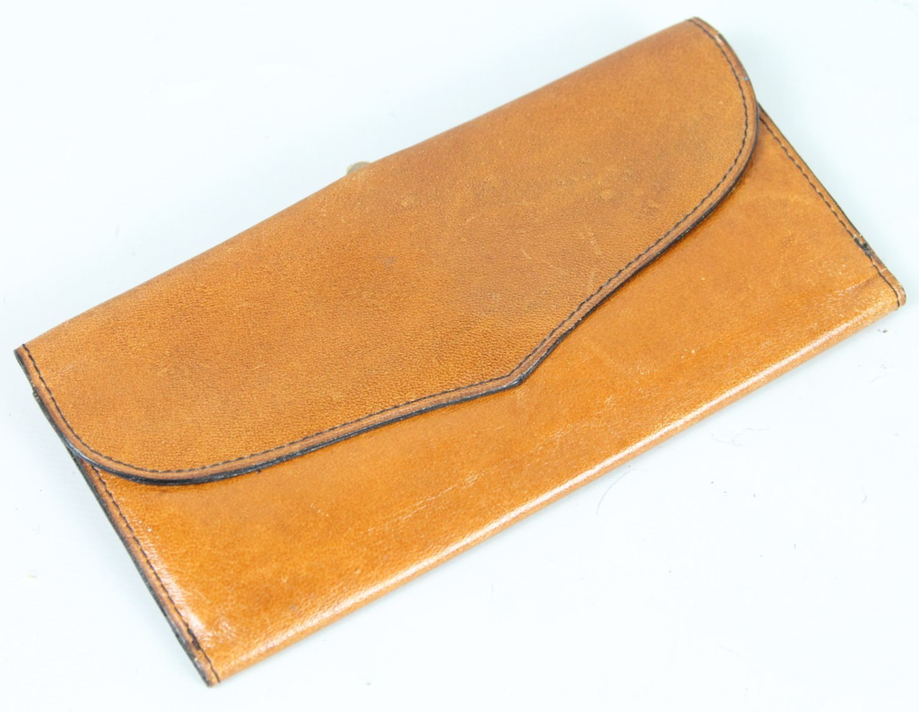Vtg ITALY Beige Calf Leather Bifold Wallet Checkbook Organizer w/ Gold Horsebit