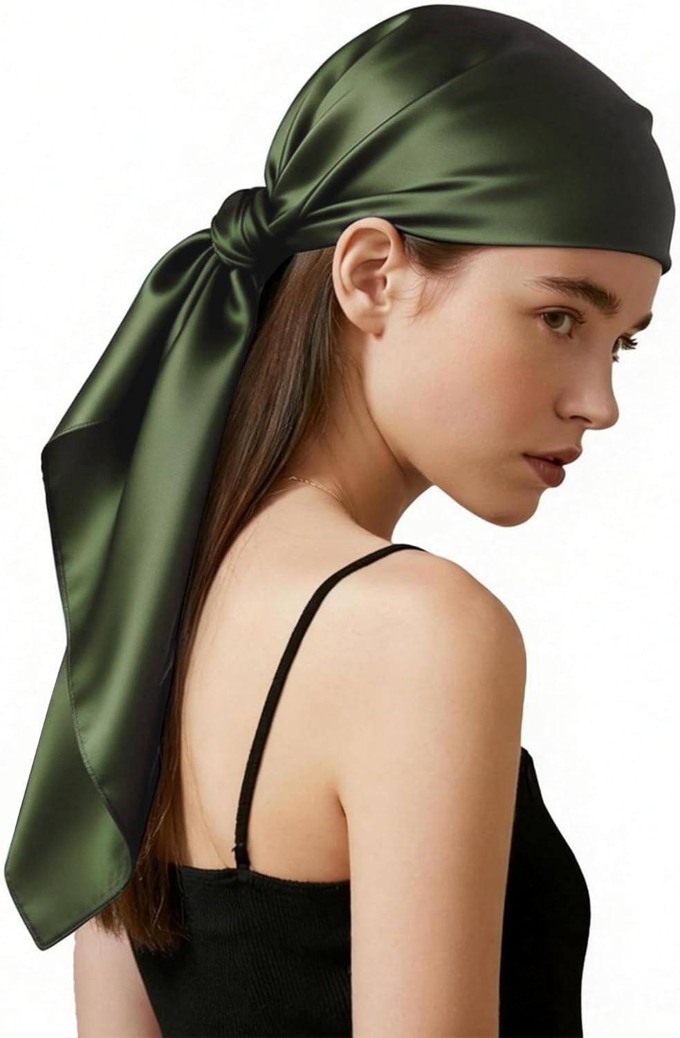 Bandanas for Women 35″ Square Silk-Like Satin Head Scarf with Gift Set (Box & Ca