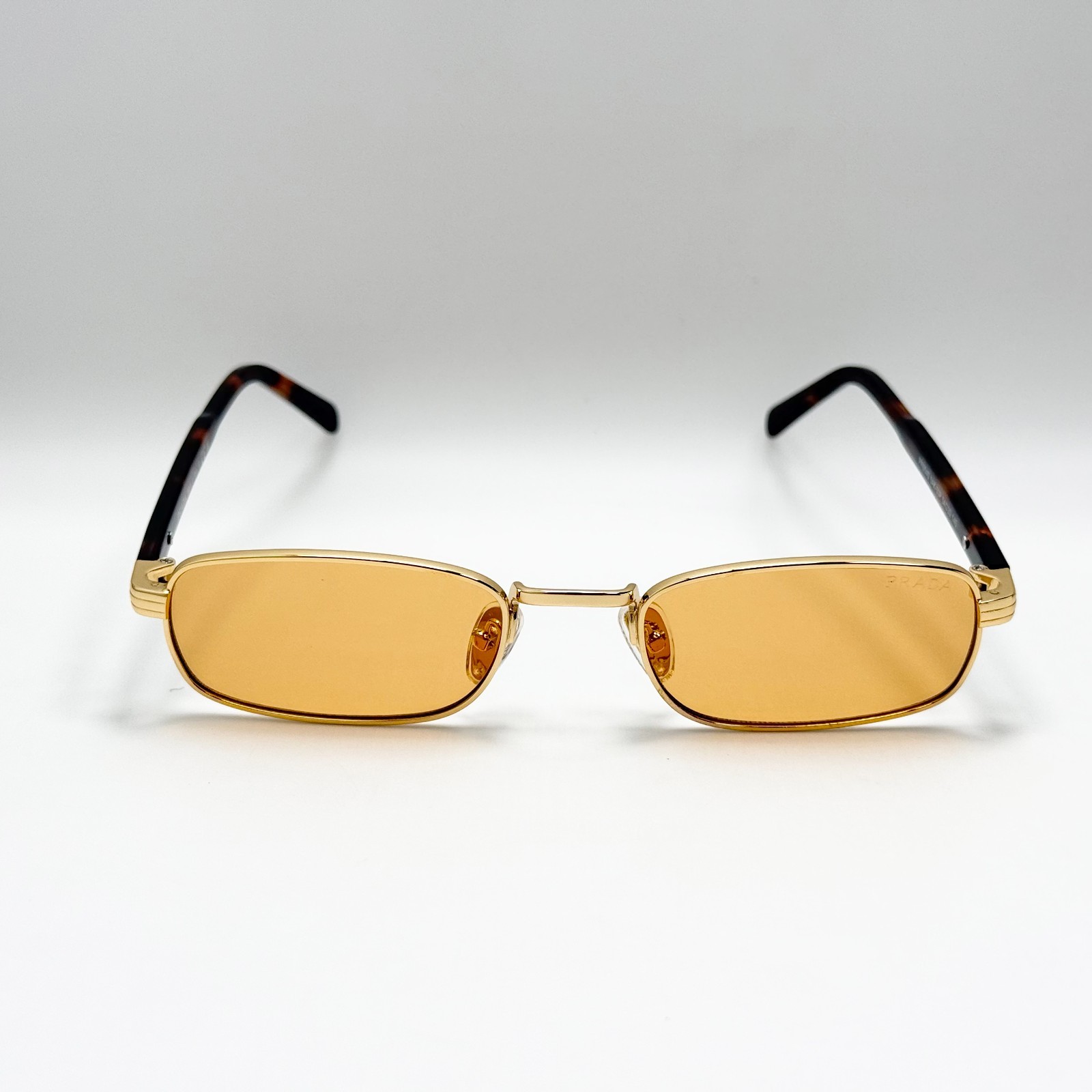 Prada PRB54S Sunglasses Gold Frame Yellow Lens Havana Men 54-20-145 New