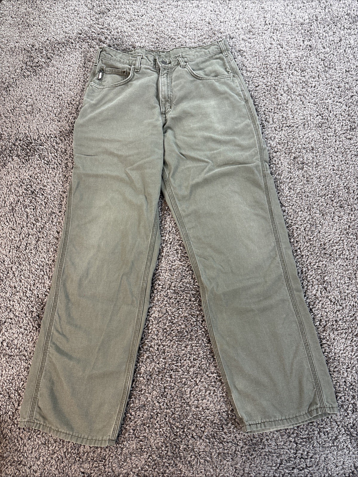 Carhartt FR Work Pants 33×32 Flame Resistant CAT 2 Original Fit FRB159-MOS Green