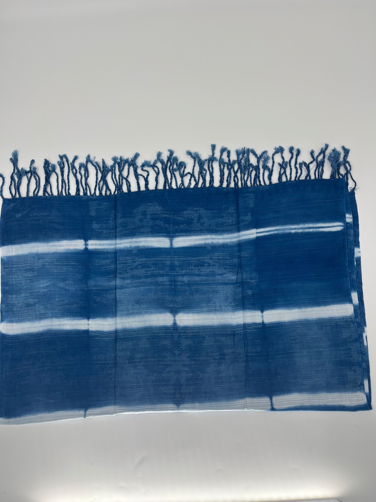 Soft Shawl Wrap Scarf Cotton Shibori Indigo Hand Tie-Dye