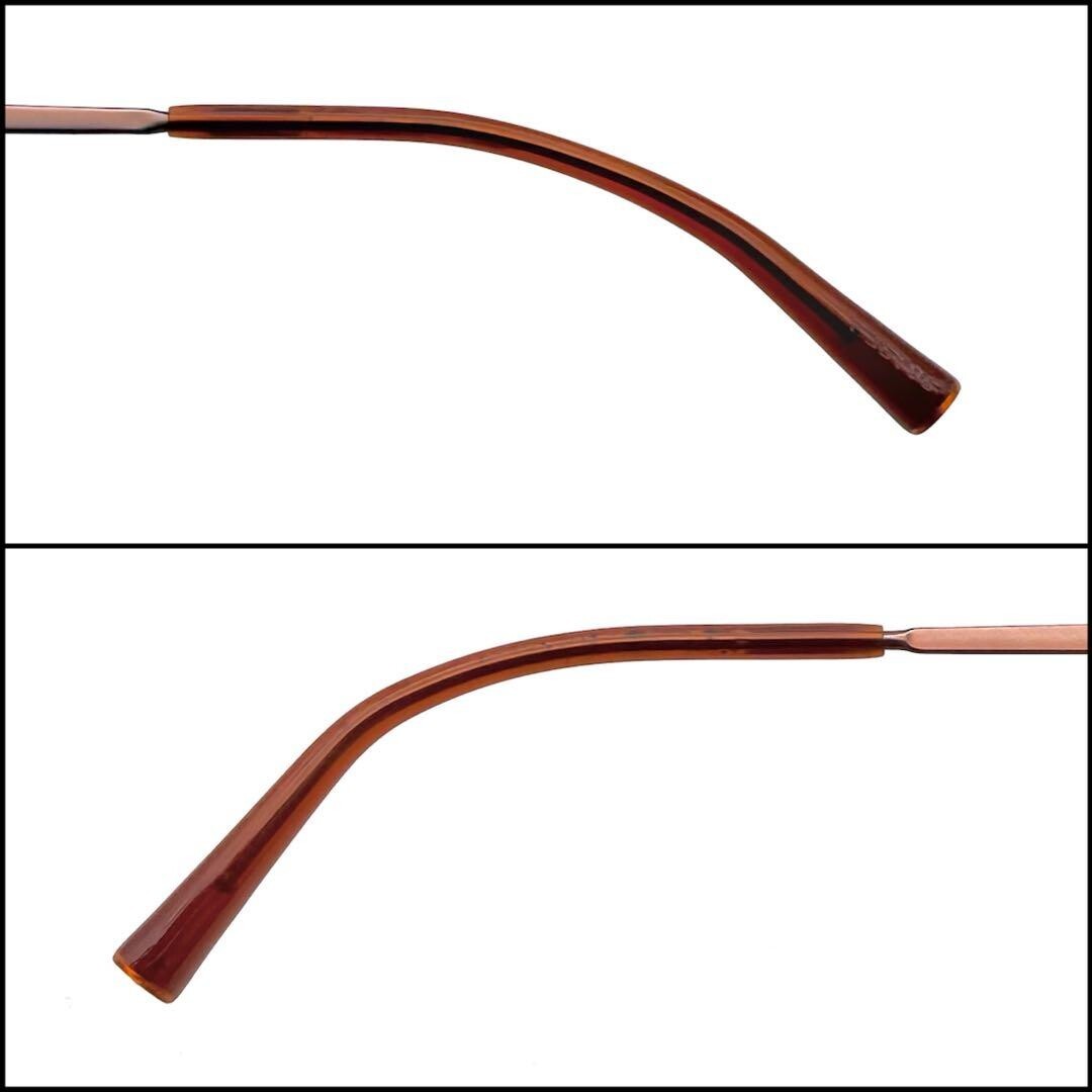CHANEL 4003 Rimless Oval Sunglasses Bronze Red Lens Coco Mark Retro Chic