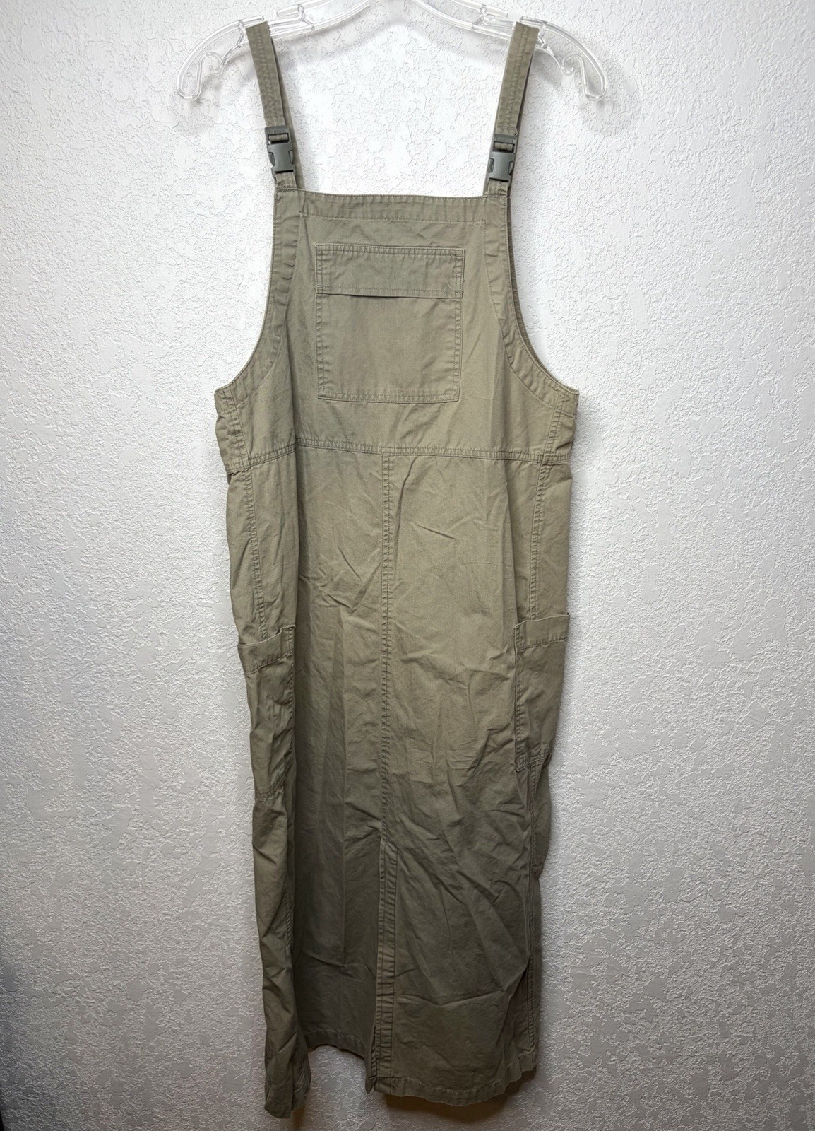 Vintage Faded Glory Khaki Overall Dress Women’s Size M Jumper Long Cottagecore