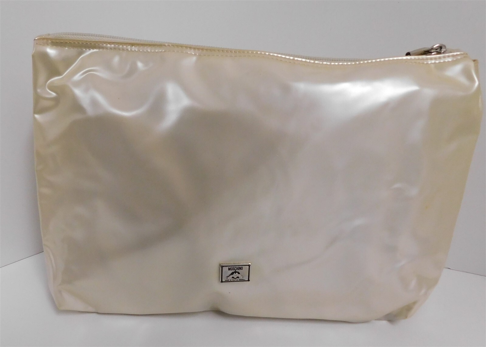 Moschino Redwall Gold Oyster PVC Large Clutch Bag Italy