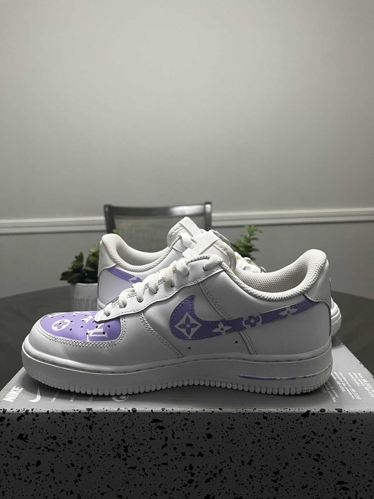 Nike Air Force 1 AF Custom Make Lilac Purple and White Size 7Y