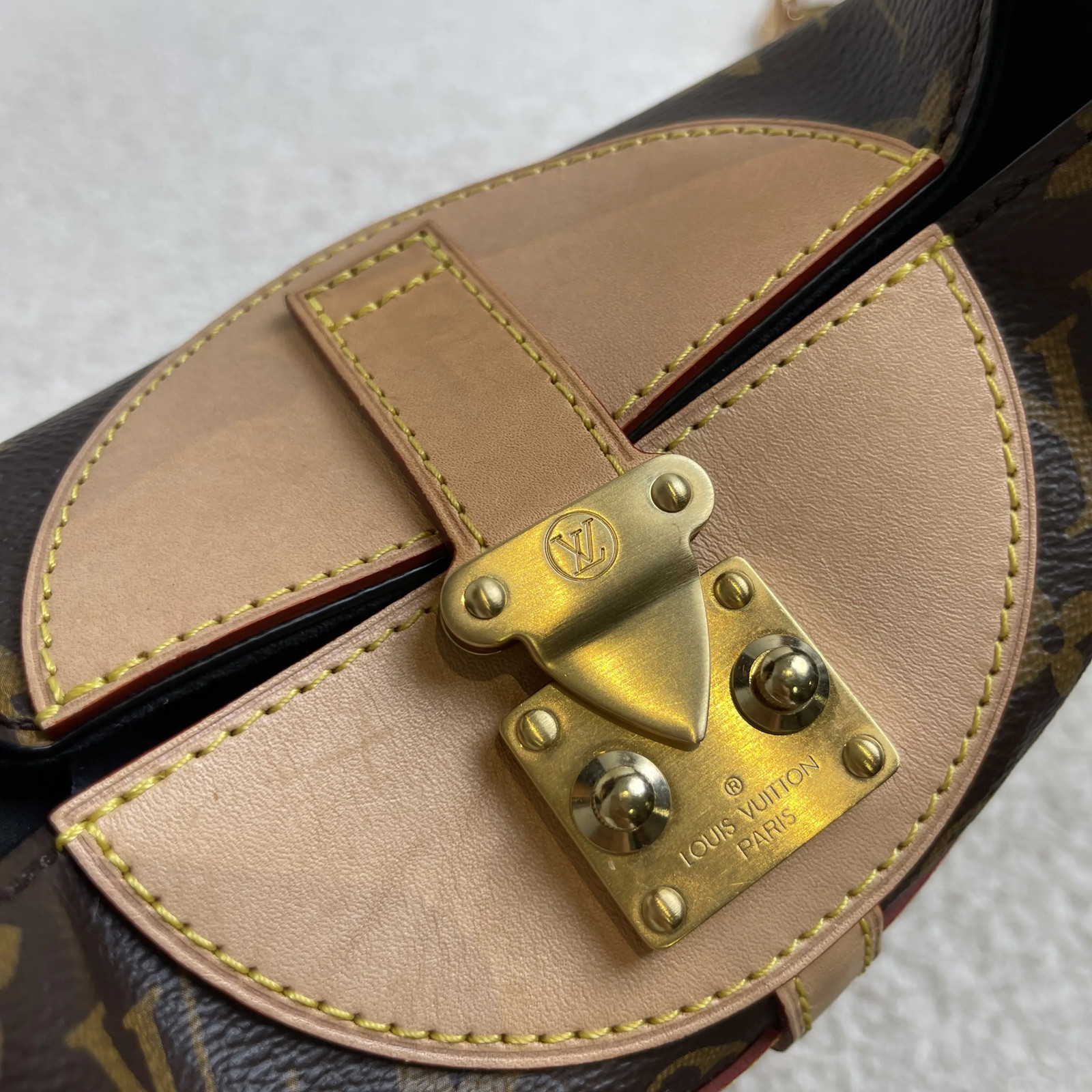 Louis Vuitton Duffle Monogram Bag Brown Leather Strap
