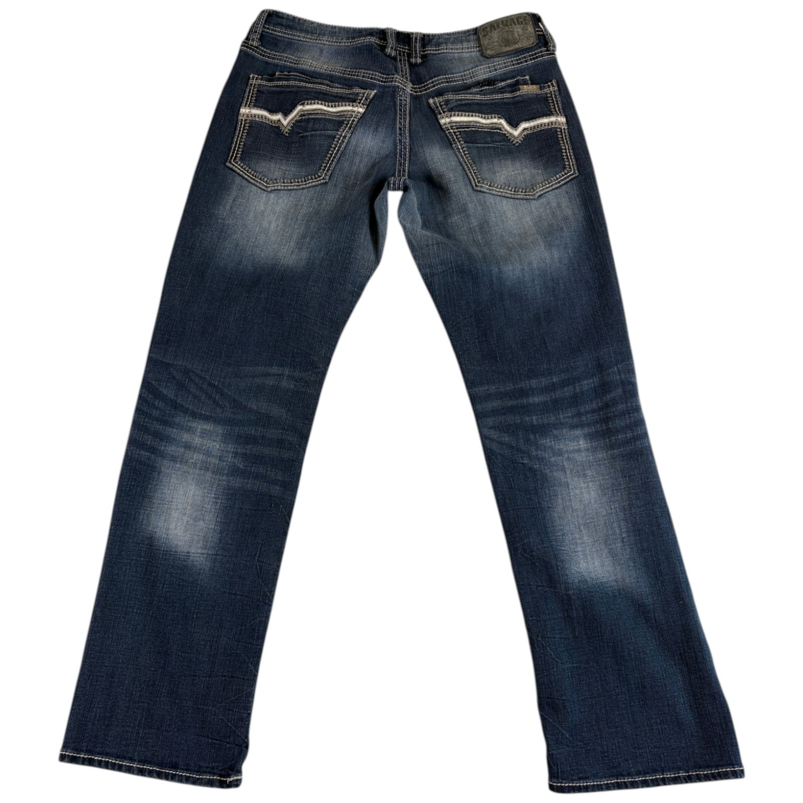 Buckle Salvage Anarchy Straight Relaxed Jeans Mens 32 Large Blue Distressed BKE