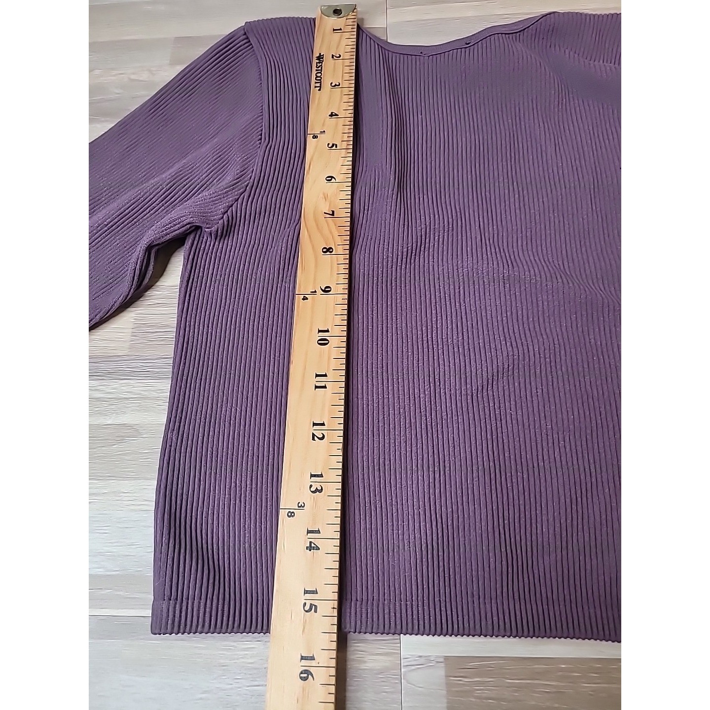 Zara Women’s Size Large Long Sleeve Crop Top Stretch Mauve Scoop Neck Ribbed